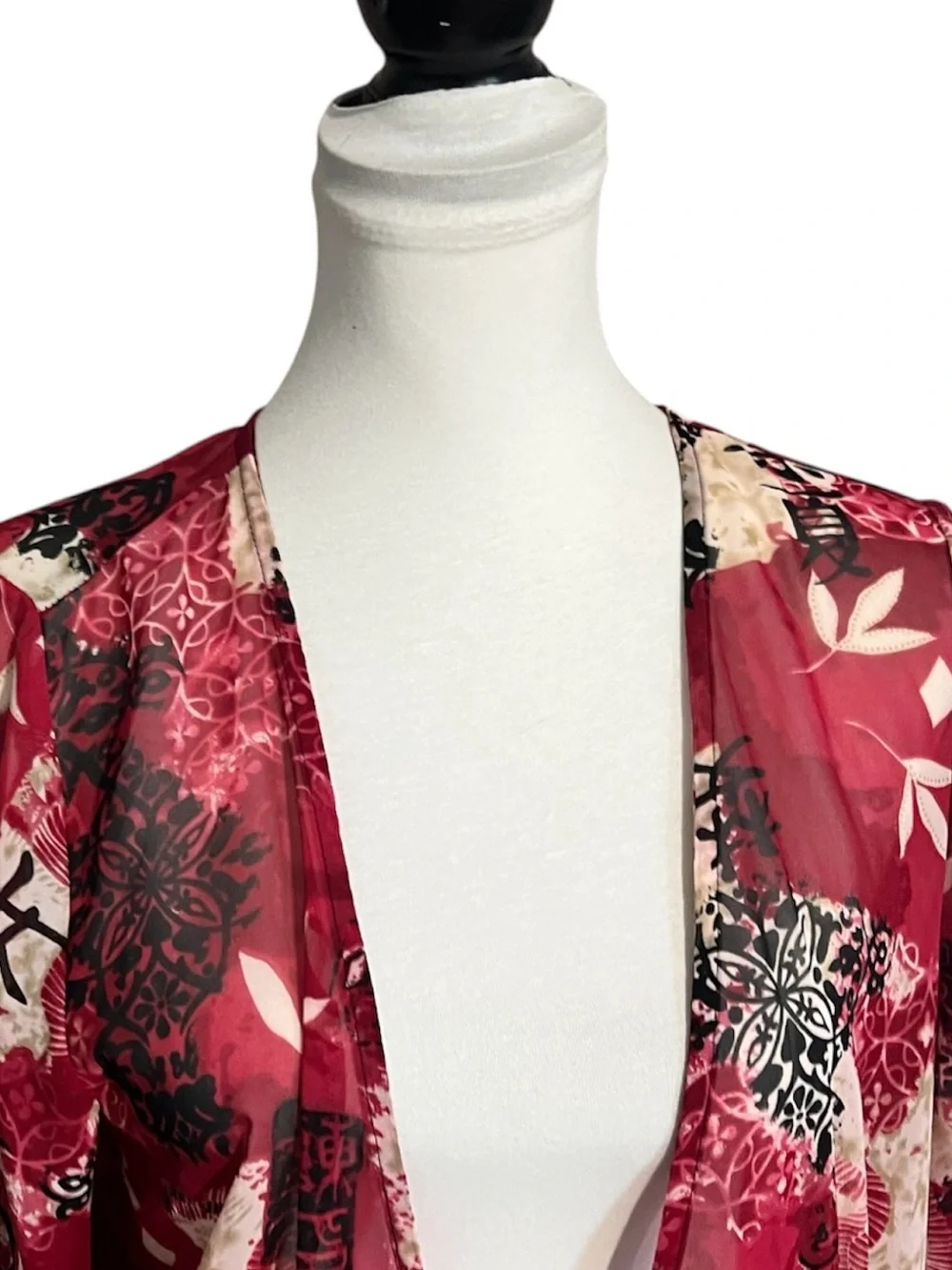 Dressbarn blouse petite xl floral tie front 
Polyester Kimono boho_2
